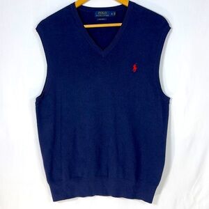 Polo Ralph Lauren Sweater Vest XL Navy Blue Cotton Office Preppy Golf Tenis